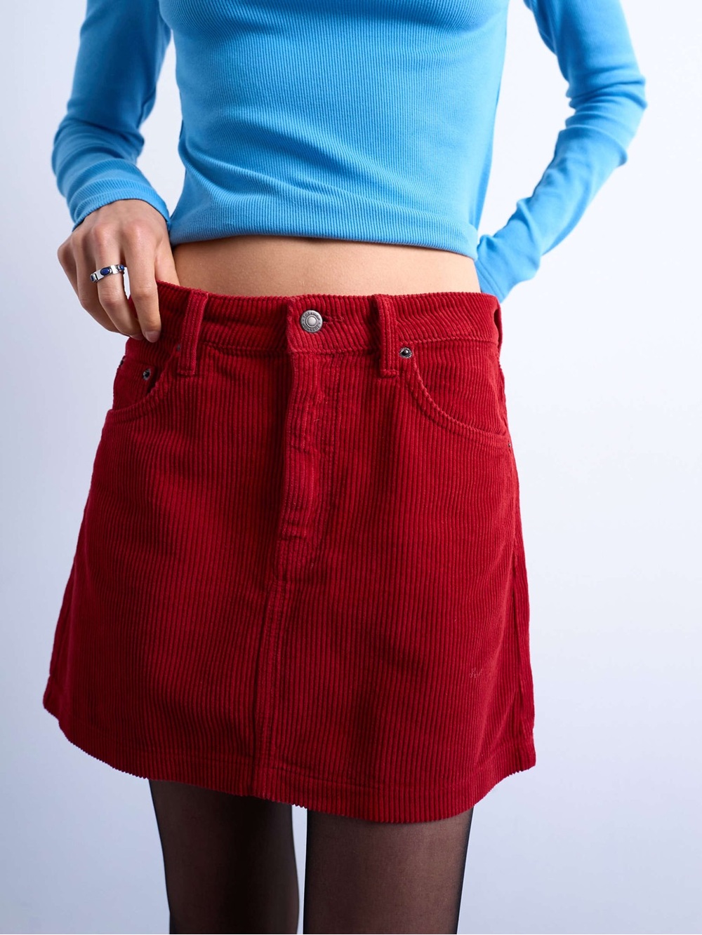 Topshop Red Corduroy Mini Skirt